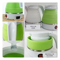 Hervidor de Cocina Electrico Plegable 600ml Verde para Viajes